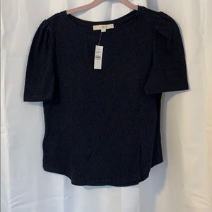Loft jacquard knit ruffle sleeve tee